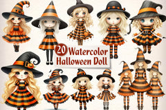 Whimsical Halloween Doll Clipart Bundle - CraftNest - Digital Crafting and Art