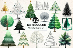 Minimalist Christmas Tree Clipart Bundle - CraftNest - Digital Crafting and Art
