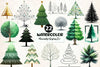 Minimalist Christmas Tree Clipart Bundle