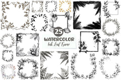 Ink Leaf Frame Backgrounds Clipart Bundle - CraftNest - Digital Crafting and Art