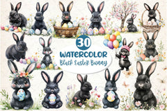 Cute Black Easter Bunny Clipart Bundle 2 - CraftNest - Digital Crafting and Art