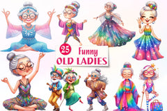 Funny Old Ladies Clipart Bundle - CraftNest - Digital Crafting and Art