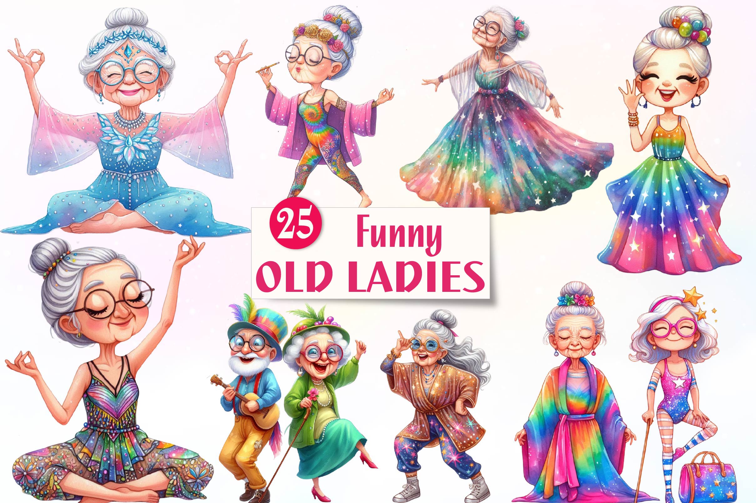Funny Old Ladies Clipart Bundle - CraftNest - Digital Crafting and Art