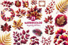 Burgundy And Gold Leaves Clipart Bundle