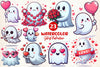 Cute Ghost Valentine Day Clipart Bundle