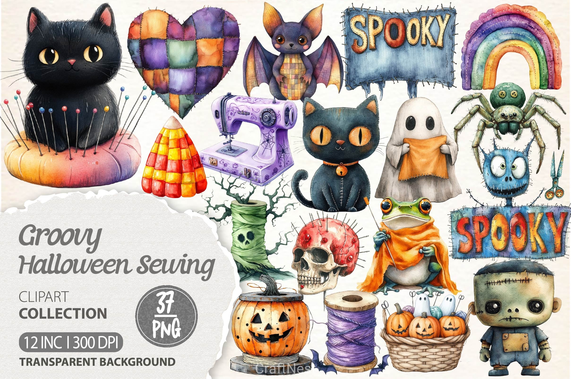 Groovy Halloween Sewing Clipart Bundle - CraftNest - Digital Crafting and Art