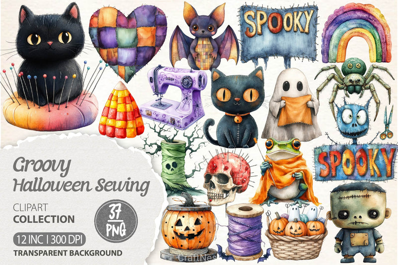 Groovy Halloween Sewing Clipart Bundle - CraftNest - Digital Crafting and Art