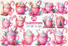 Pink Christmas Coffee Cup Clipart Bundle 2