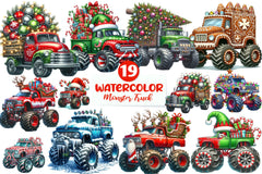 Christmas Monster Truck Clipart Bundle - CraftNest - Digital Crafting and Art