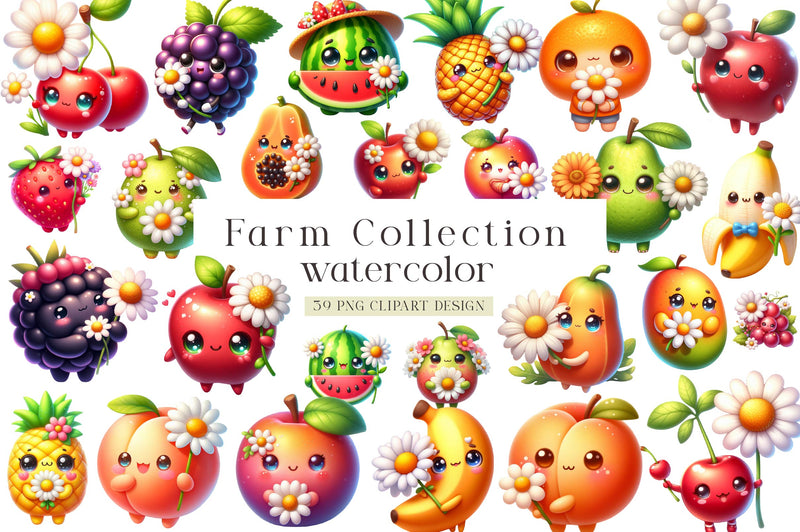 Cute Fruit Collection Clipart Bundle - CraftNest - Digital Crafting and Art