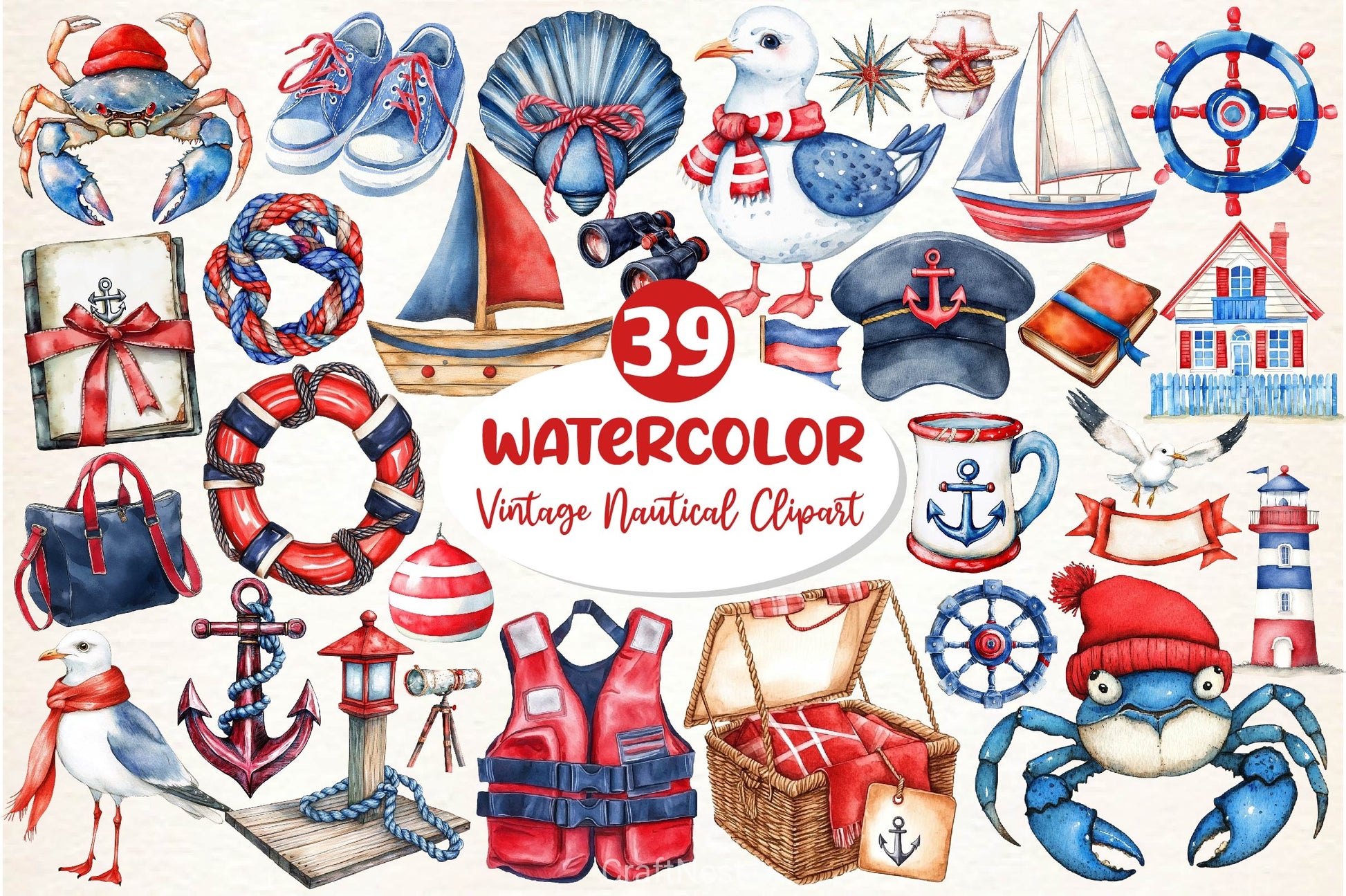 Vintage Nautical Clipart Bundle - CraftNest - Digital Crafting and Art