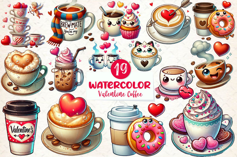 Valentine Day Coffee Clipart Bundle 1 - CraftNest - Digital Crafting and Art