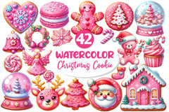 Pink Christmas Cookie Clipart Bundle - CraftNest - Digital Crafting and Art