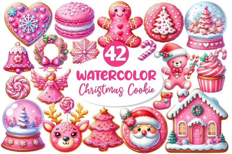 Pink Christmas Cookie Clipart Bundle - CraftNest - Digital Crafting and Art
