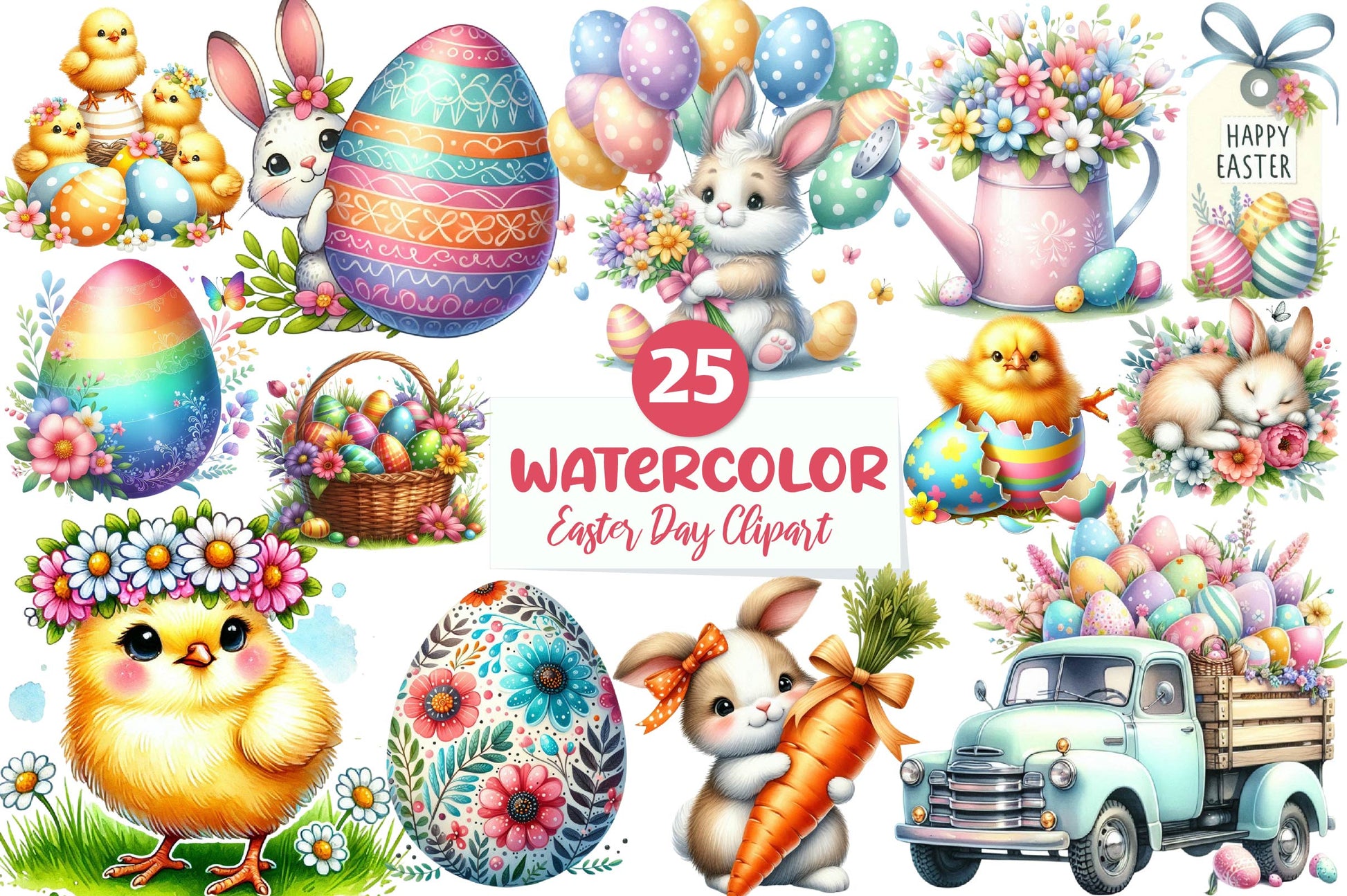 Cute Easter Day Clipart Bundle - CraftNest - Digital Crafting and Art