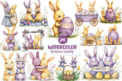 Easter Bunnies Family Clipart Bundle - CraftNest - Digital Crafting and Art