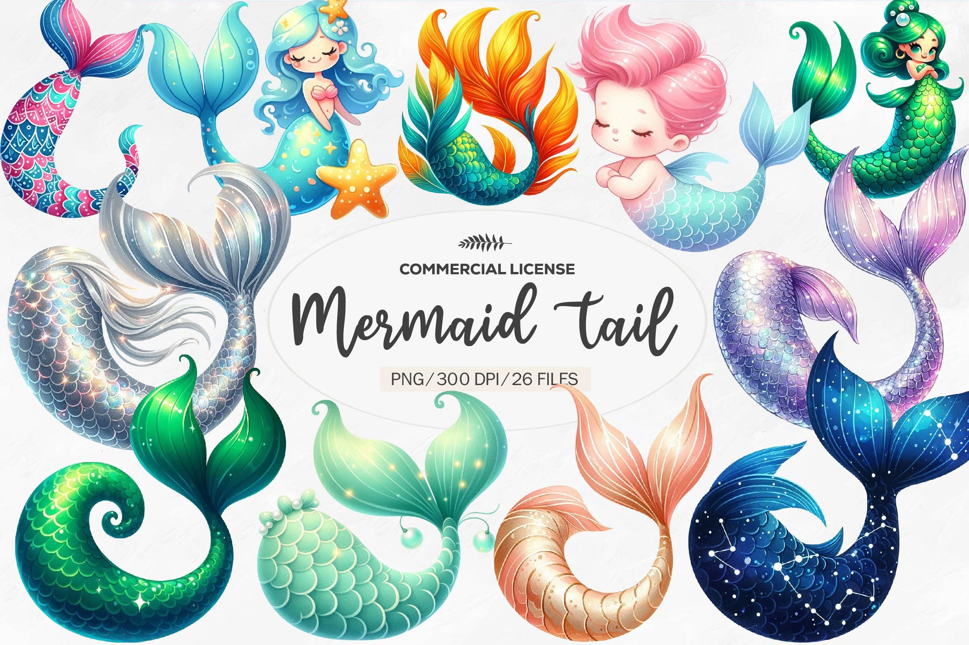 Mermaid Tail Clipart Bundle - CraftNest - Digital Crafting and Art