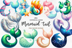Mermaid Tail Clipart Bundle - CraftNest - Digital Crafting and Art