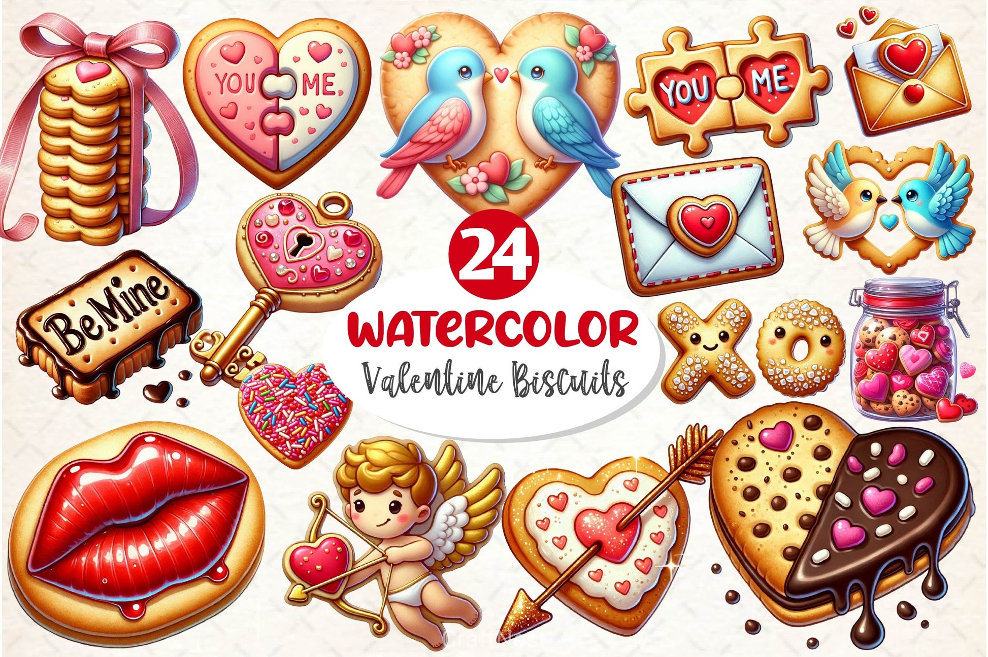 Valentine Biscuits Clipart Bundle - CraftNest - Digital Crafting and Art