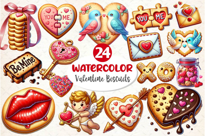 Valentine Biscuits Clipart Bundle - CraftNest - Digital Crafting and Art
