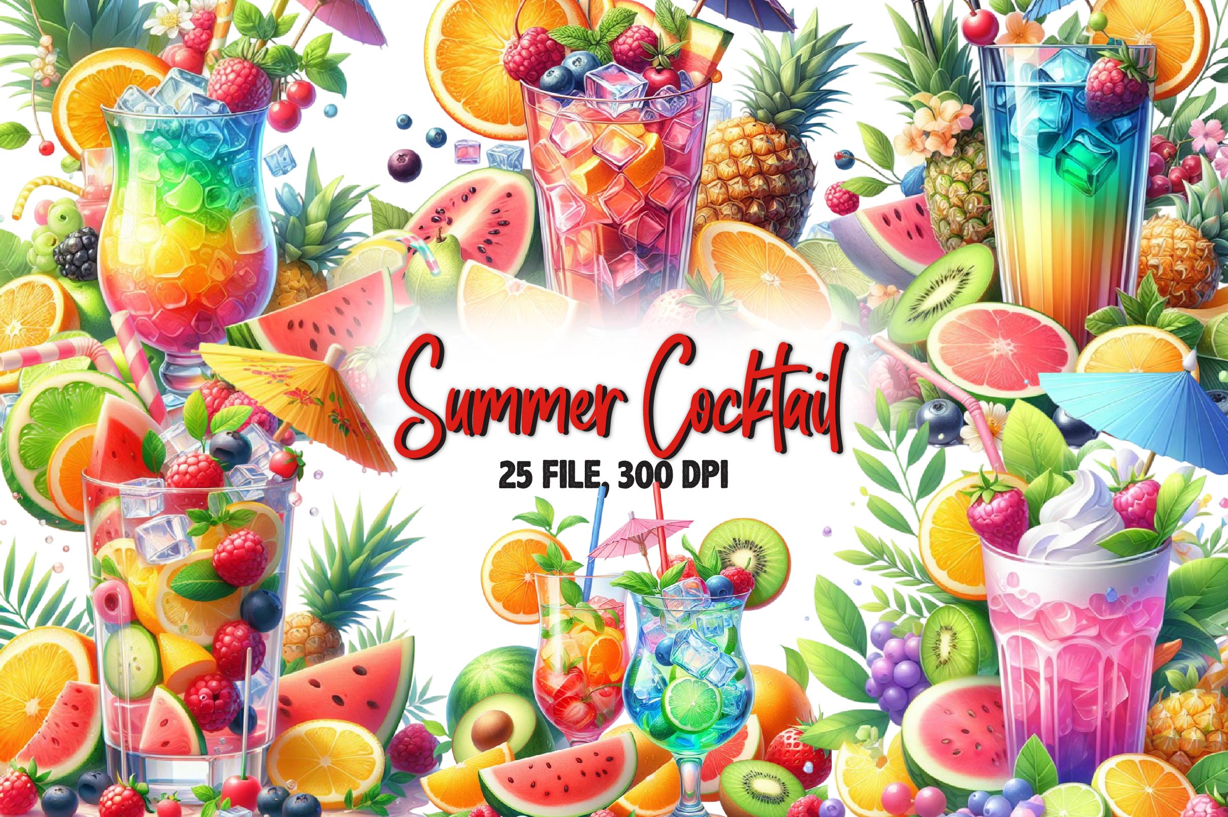 Summer Cocktail Clipart Bundle - CraftNest - Digital Crafting and Art