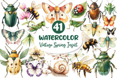 Vintage Spring Insect Clipart Bundle 56 - CraftNest - Digital Crafting and Art