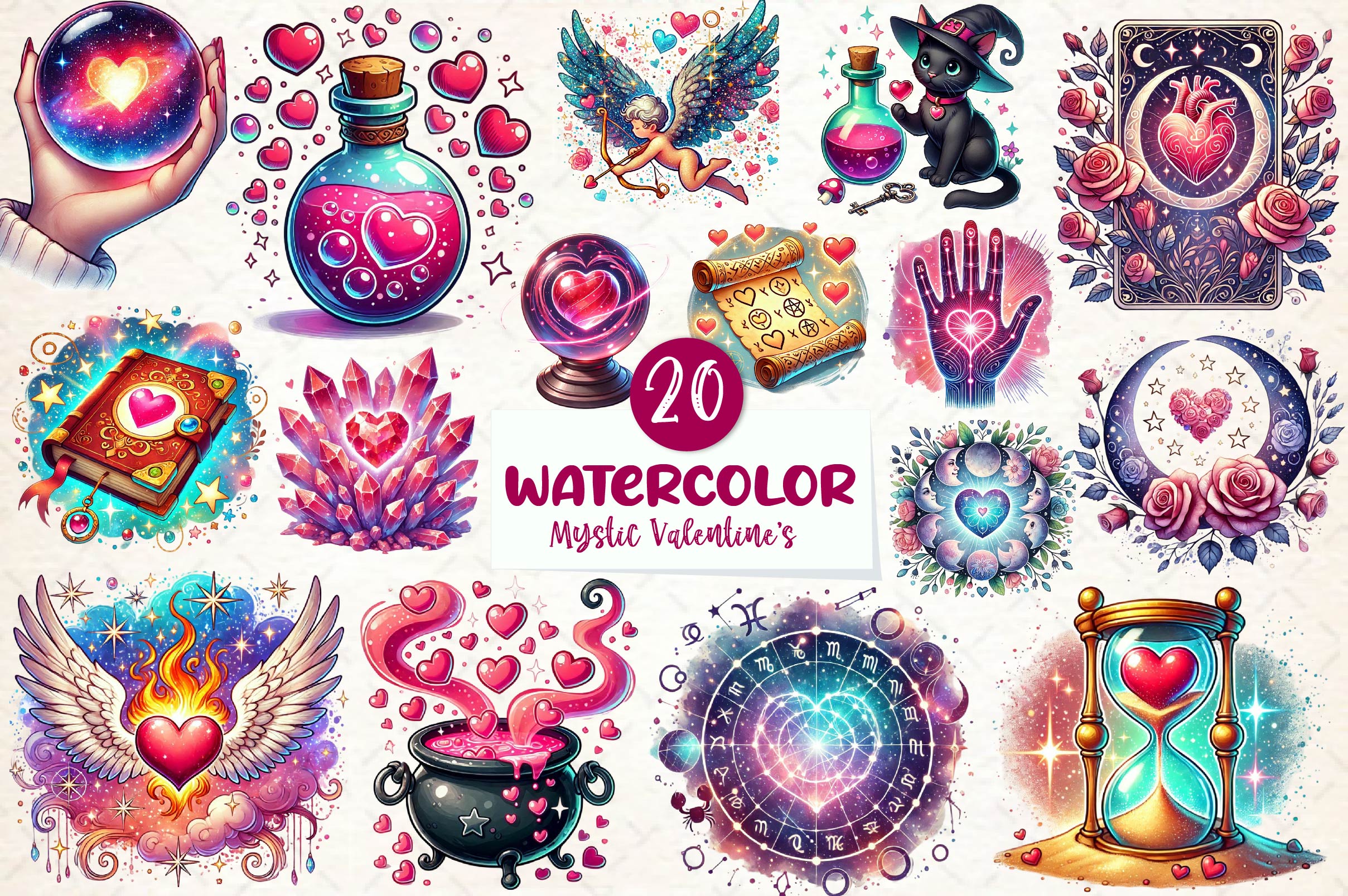 Mystic Valentine's Clipart Bundle - CraftNest - Digital Crafting and Art