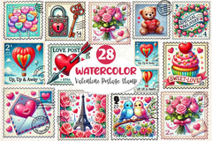 Valentine Postage Stamp Clipart Bundle - CraftNest - Digital Crafting and Art