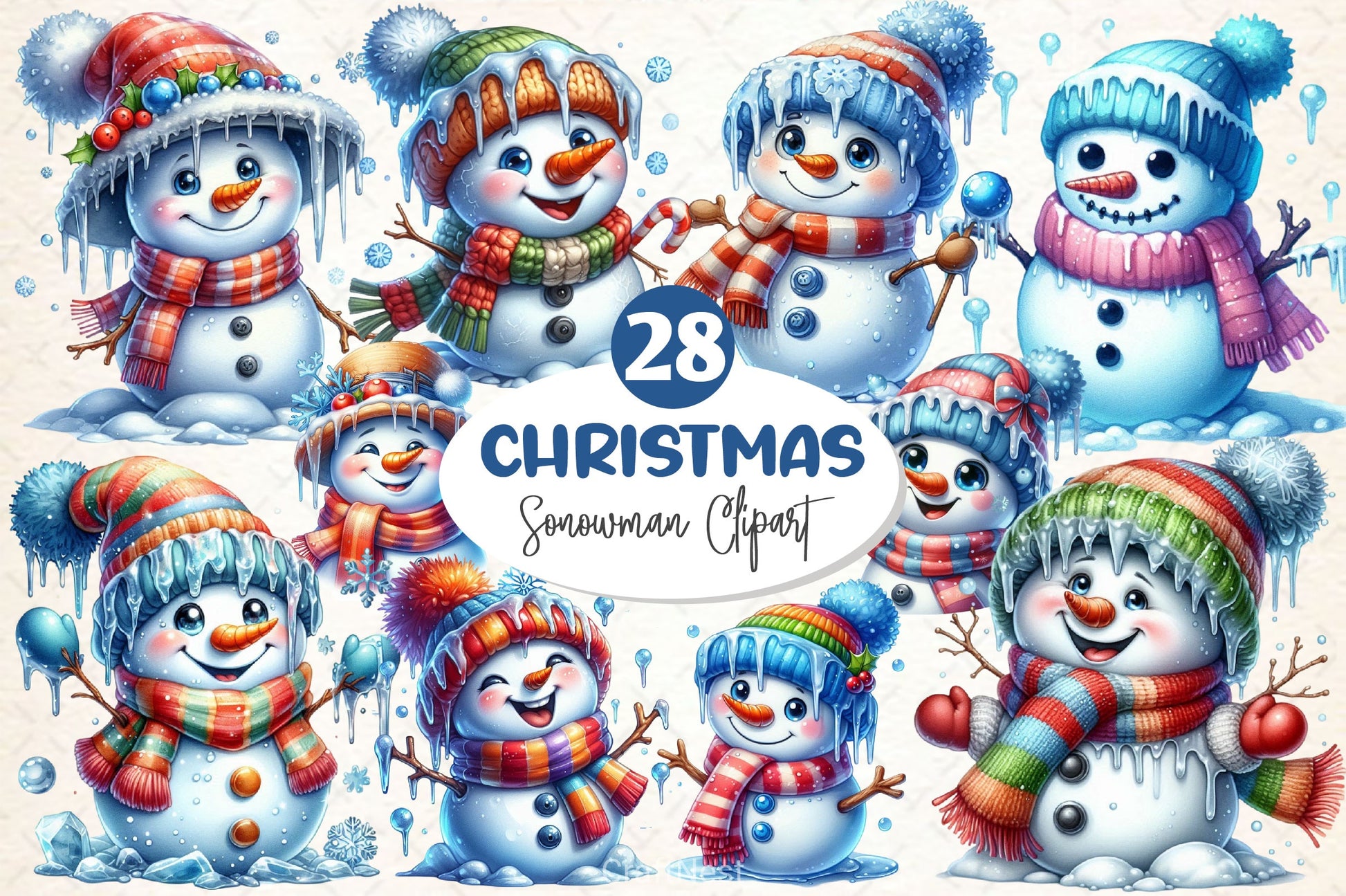 Christmas Icing Snowman Clipart Bundle - CraftNest - Digital Crafting and Art