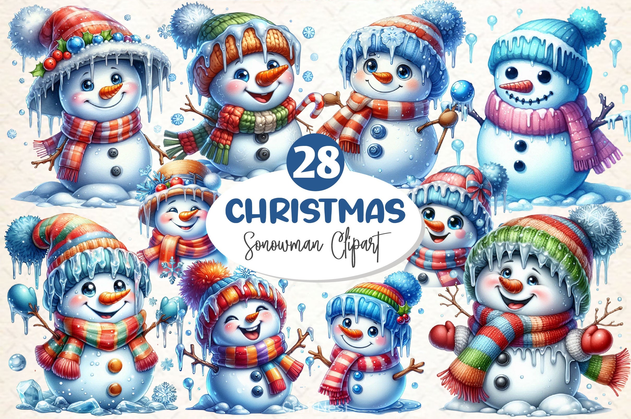 Christmas Icing Snowman Clipart Bundle - CraftNest - Digital Crafting and Art