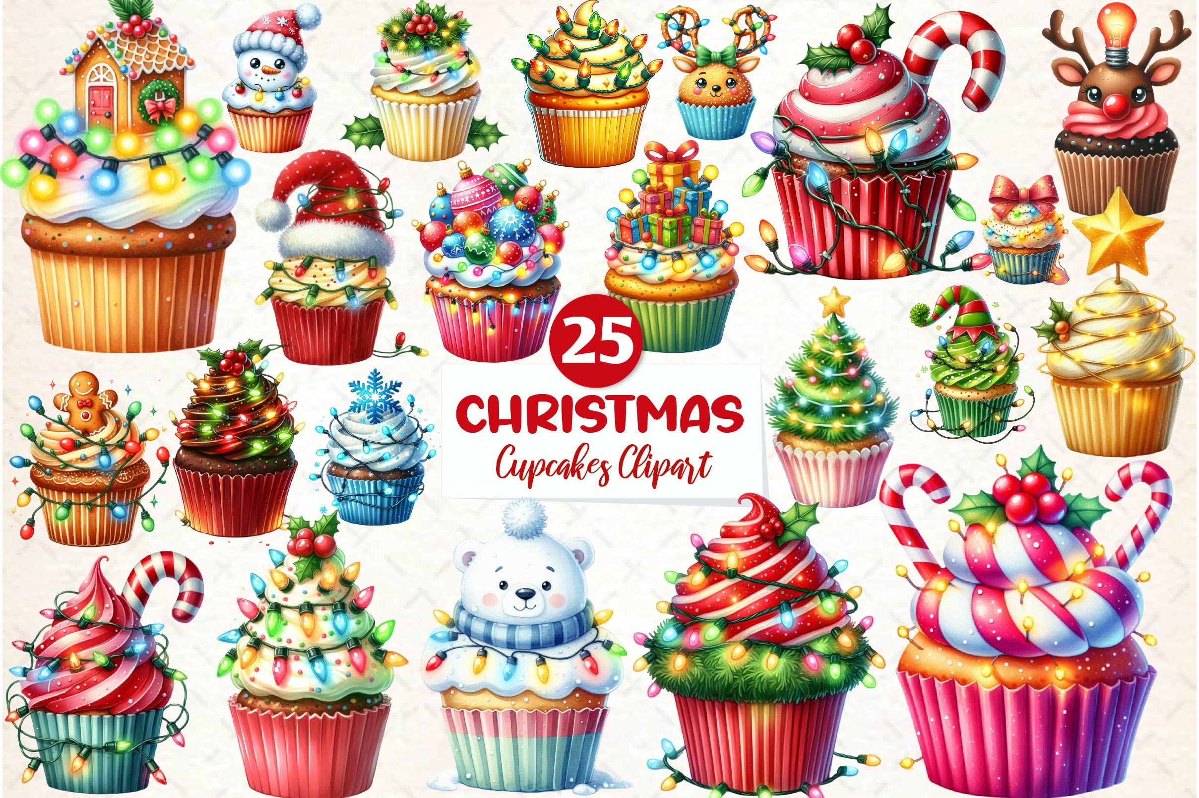 Christmas Cupcake Christmas Cupcakes Clipart Bundle - CraftNest - Digital Crafting and Art