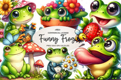 Spring Funny Frog Clipart Bundle - CraftNest - Digital Crafting and Art