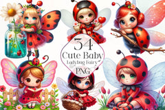 Cute Baby Ladybug Fairy Clipart Bundle - CraftNest - Digital Crafting and Art