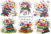 Spring Flower Book Stack Clipart Bundle