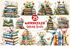 Spring Books Clipart Bundle 3 - CraftNest - Digital Crafting and Art