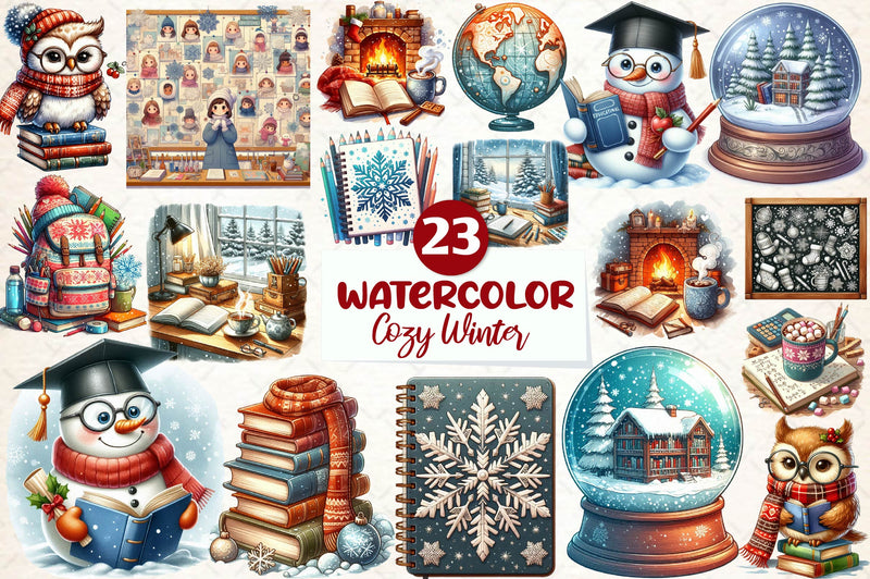 Cozy Winter Educational Clipart Bundle - CraftNest - Digital Crafting and Art