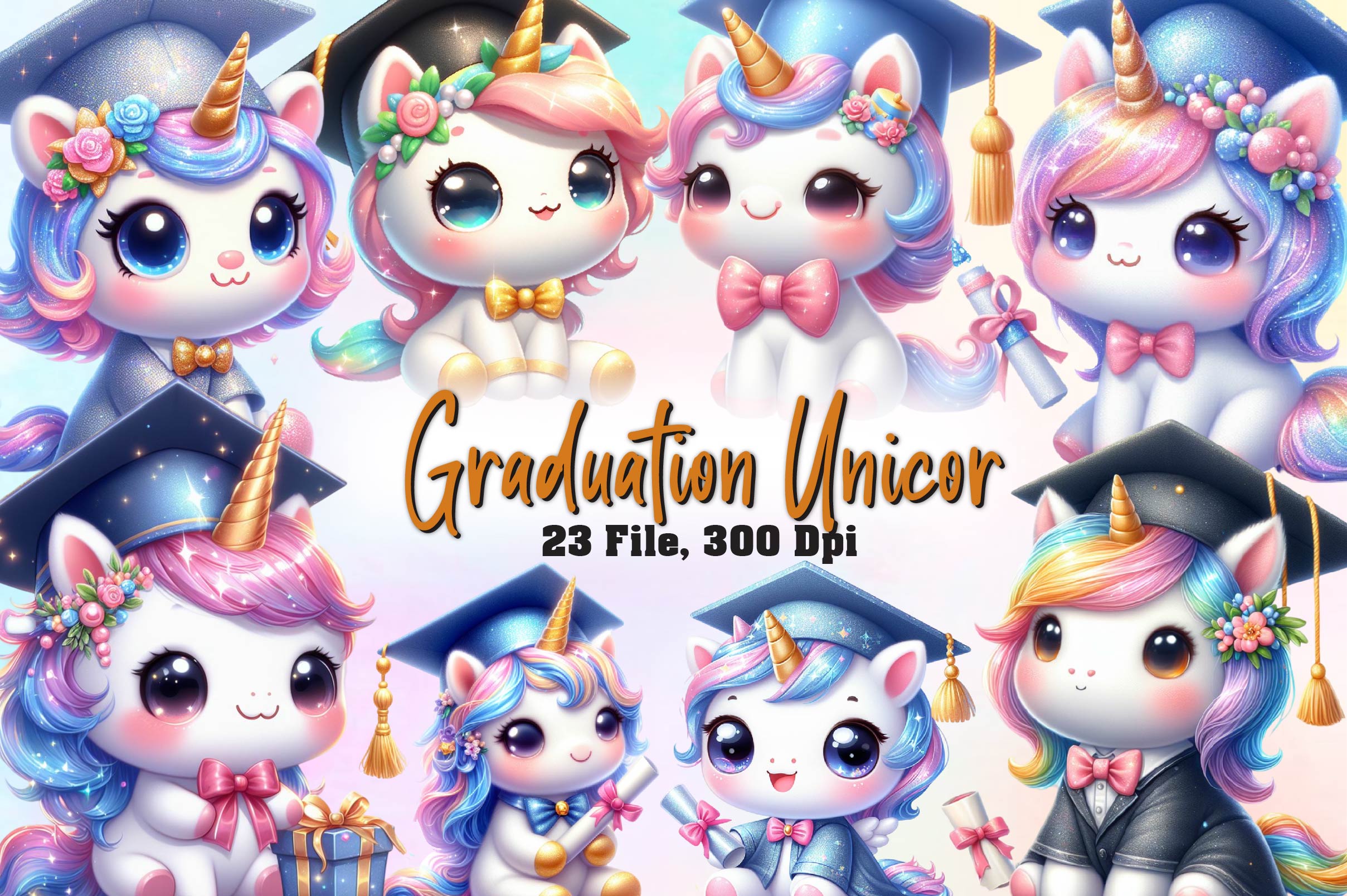 Graduation Unicorn Clipart Bundle - CraftNest - Digital Crafting and Art