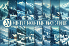 Winter Mountain Background Clipart Bundle - CraftNest - Digital Crafting and Art