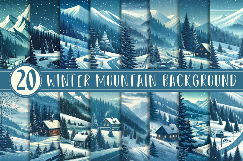Winter Mountain Background Clipart Bundle - CraftNest - Digital Crafting and Art