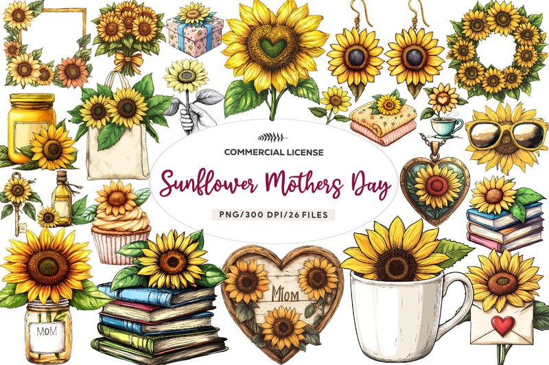 Sunflower Mothers Day Clipart Bundle 1 - CraftNest - Digital Crafting and Art