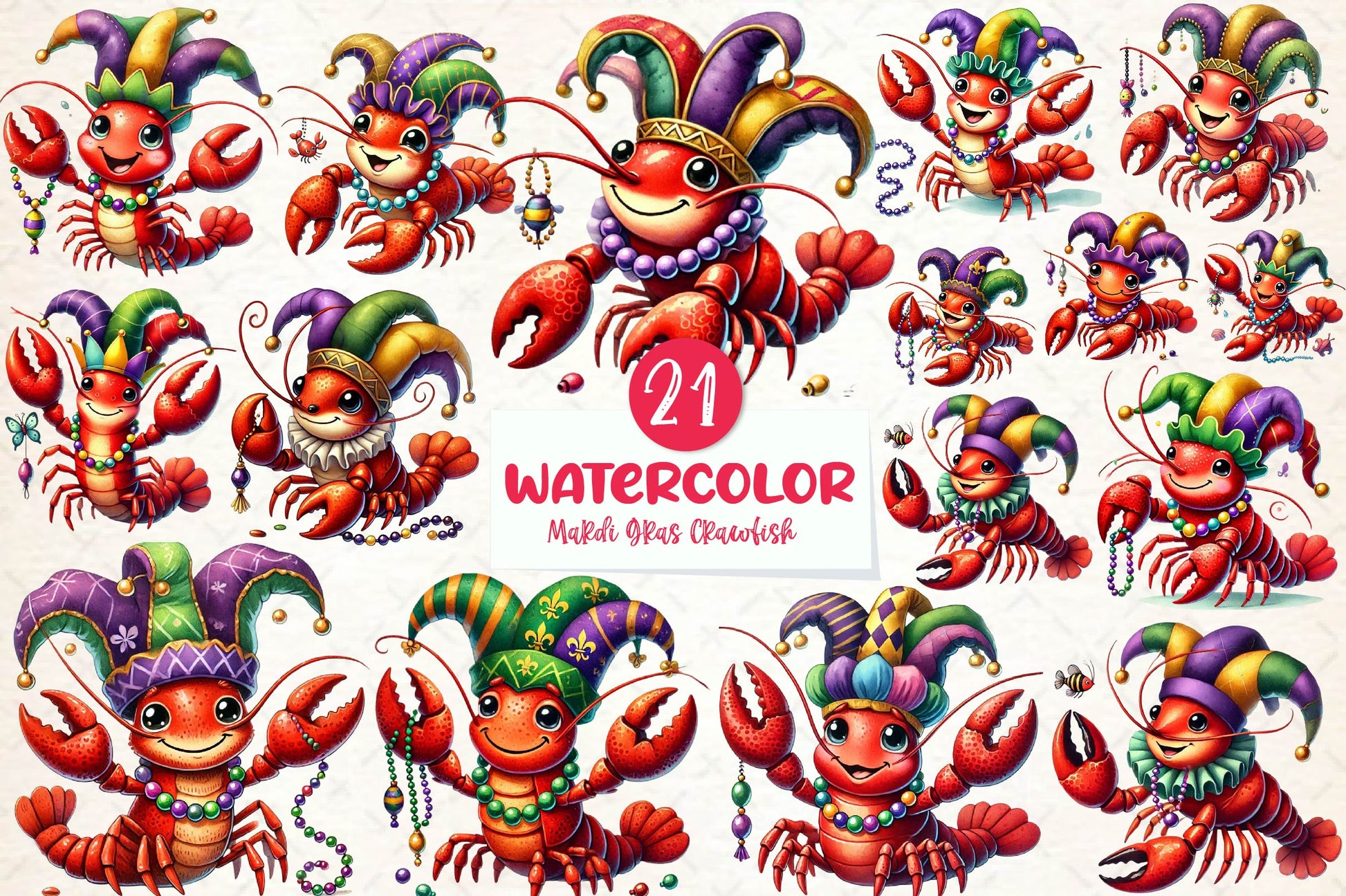 Mardi Gras Crawfish Clipart Bundle 1 - CraftNest - Digital Crafting and Art