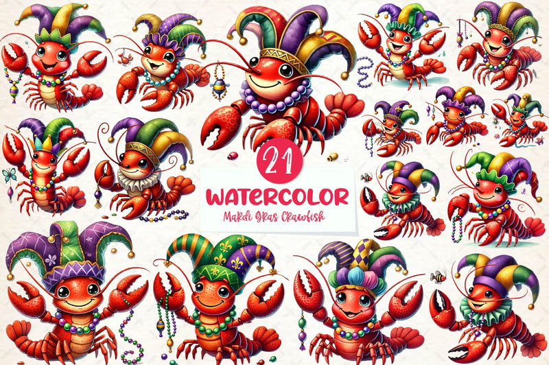 Mardi Gras Crawfish Clipart Bundle 1 - CraftNest - Digital Crafting and Art