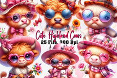 Cute Highland Cows Clipart Bundle - CraftNest - Digital Crafting and Art