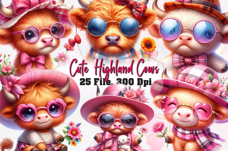 Cute Highland Cows Clipart Bundle - CraftNest - Digital Crafting and Art