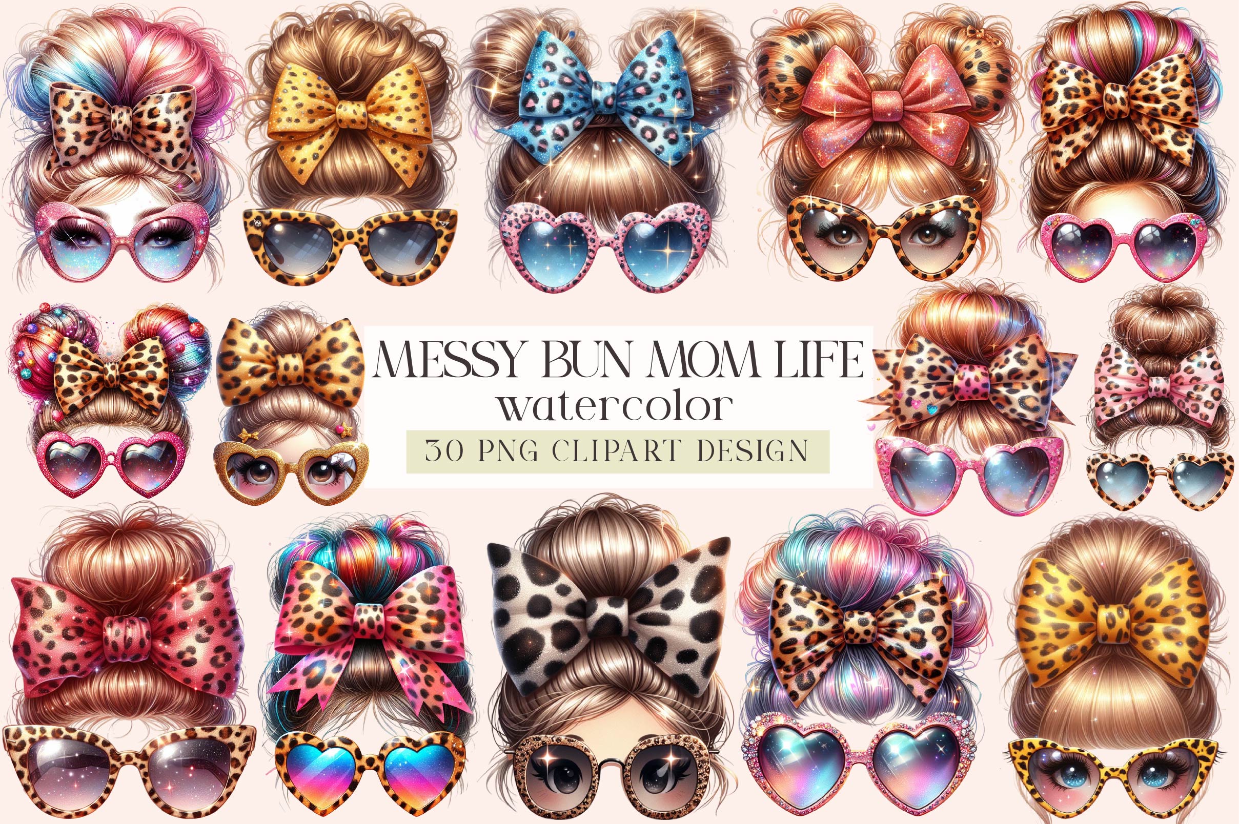 Messy Bun Mom Life Clipart Bundle - CraftNest - Digital Crafting and Art
