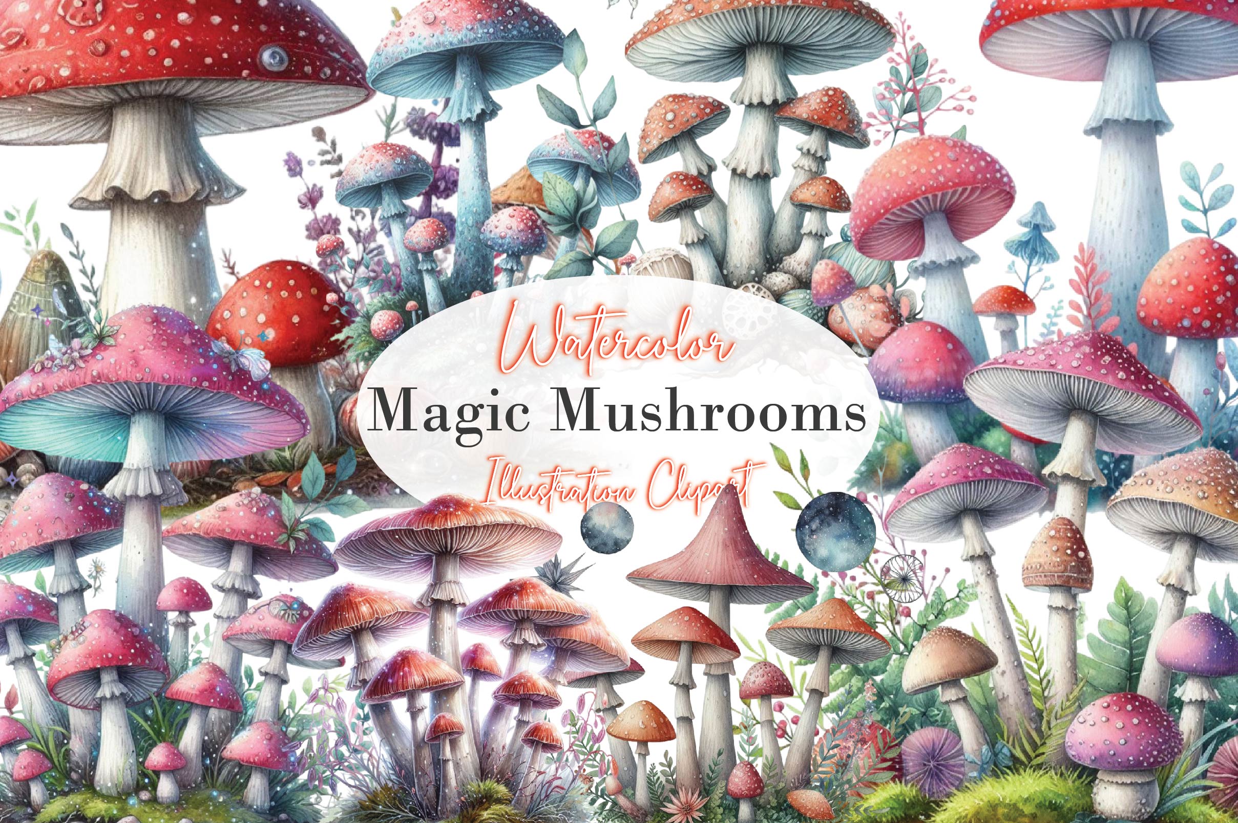Magic Mushrooms Clipart Bundle - CraftNest - Digital Crafting and Art