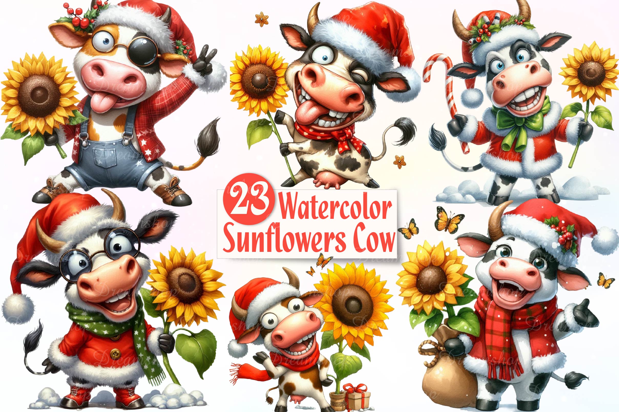 Cow Sunflowers Clipart Bundle - CraftNest - Digital Crafting and Art