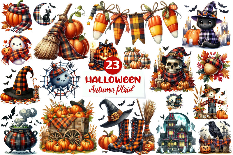 Halloween Autumn Plaid Clipart Bundle - CraftNest - Digital Crafting and Art