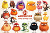 Funny Grumpy Birds Clipart Bundle