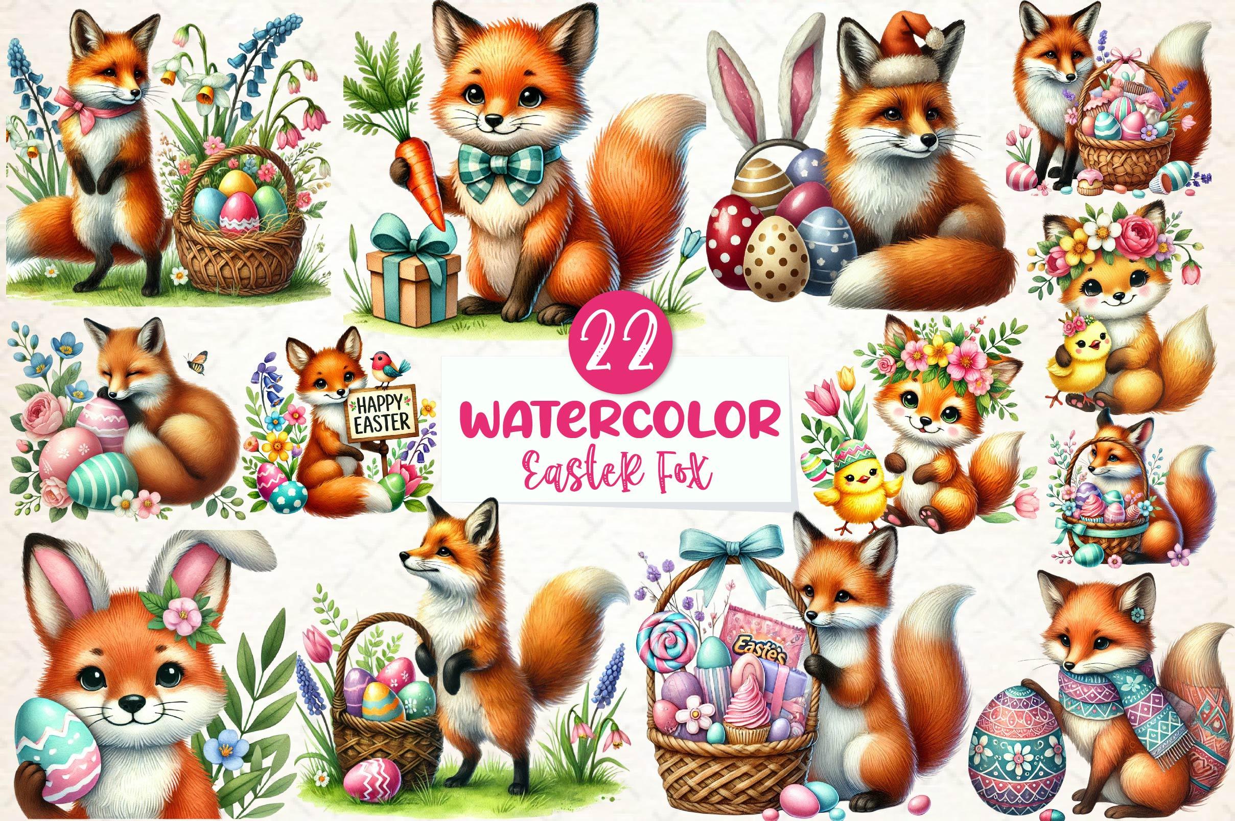 Easter Fox Clipart Bundle - CraftNest - Digital Crafting and Art